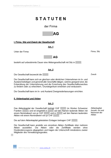 Download-Paket Kapitalband für Schweizer Aktiengesellschaften 