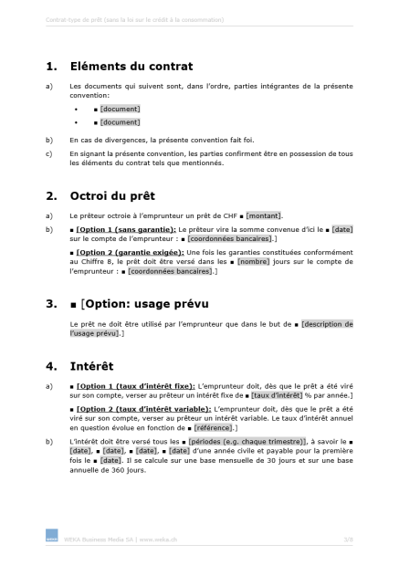 Téléchargement package Contrats de prêt 