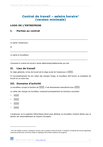 Téléchargement package Contrat de travail salaire horaire FGE 