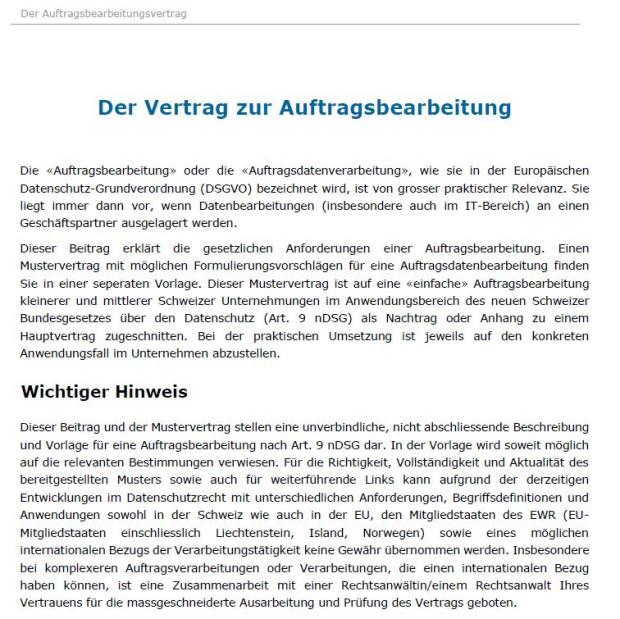 Download-Paket Auftragsdatenbearbeitung nach nDSG 