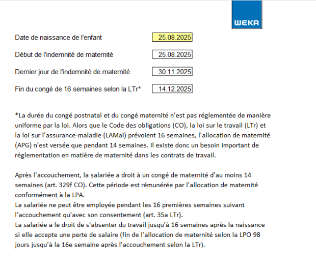 Calculateur d’indemnité de maternité 