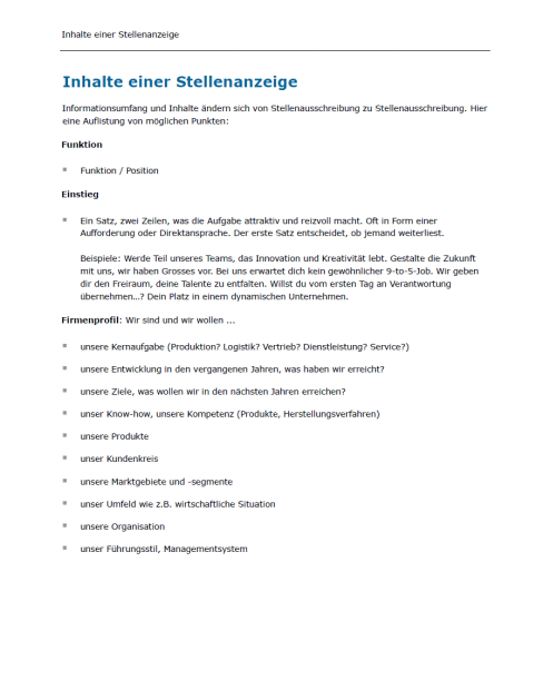 Download-Paket Anforderungsprofil und Stellenbeschreibung 