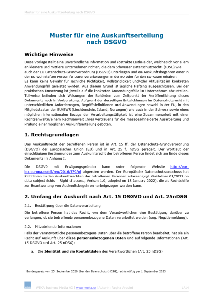 Download-Paket Auskunftserteilung 