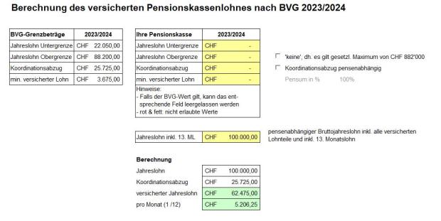 Rechner BVG-Lohn 