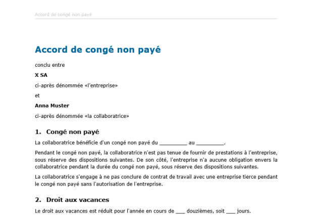 Téléchargement package Congé non payé 
