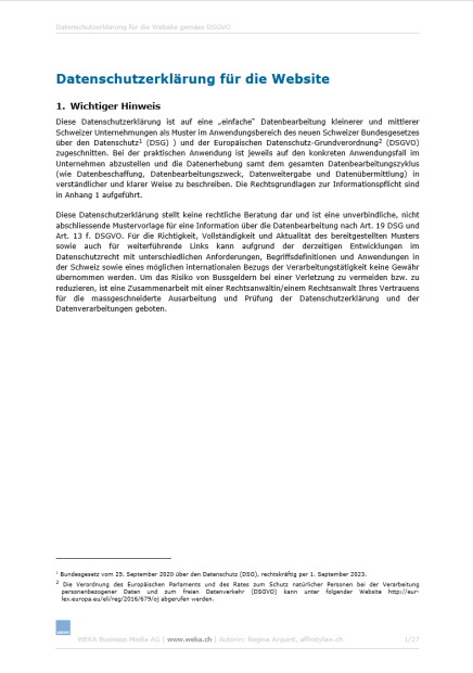 Datenschutzerklärung für die Webseite 