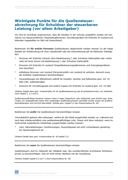 Download-Paket Checkliste für die Quellensteuerabrechnung 