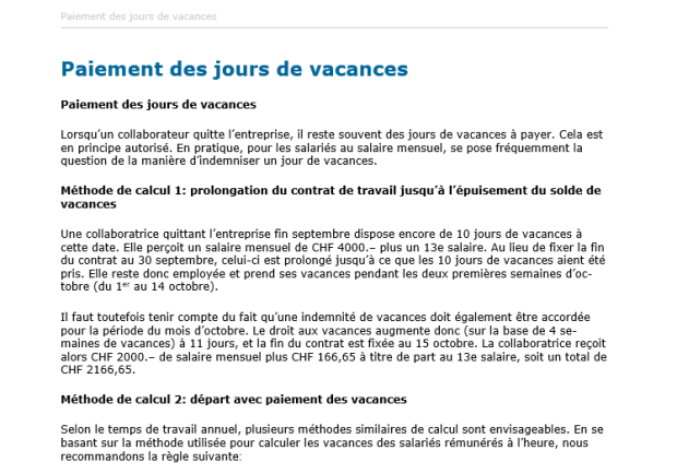 Téléchargement package Paiement des jours de vacances 