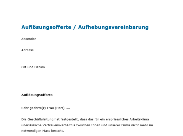 Download-Paket Aufhebungsvereinbarung 