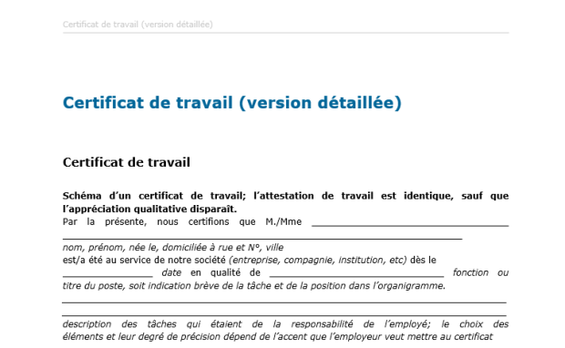 Téléchargement package Certificats de travail différents cas 