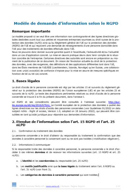 Téléchargement package Demande d'information 