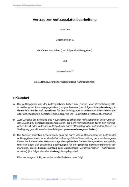 Download-Paket Auftragsdatenbearbeitung nach nDSG 