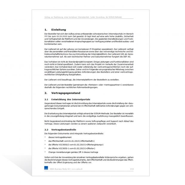 Mustervertrag zur Realisierung eines Internetportals 
