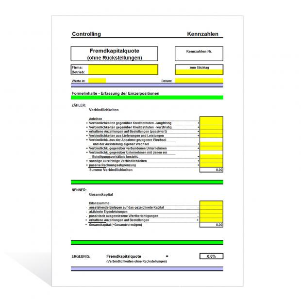 Download-Paket Rechner Fremdkapitalquote 