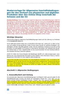 Vorlage AGB Onlineshop 