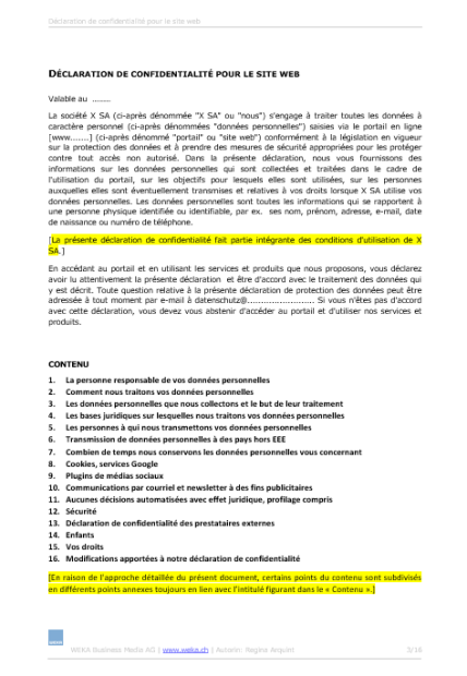 Datenschutzerklärung für die Webseite nach nDSG D, E, F 