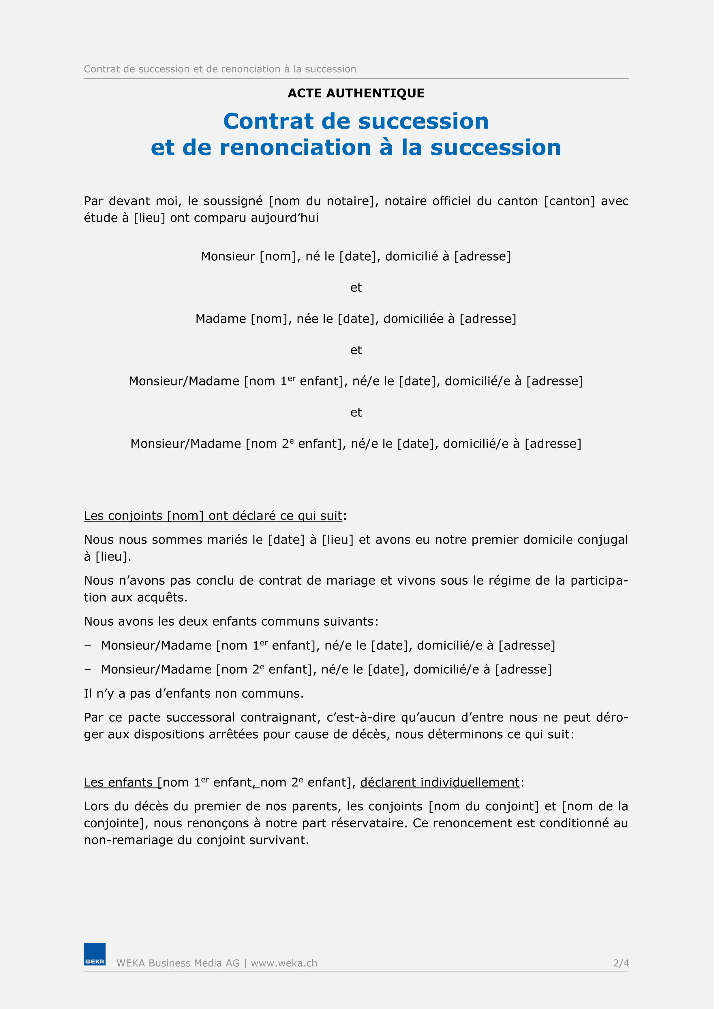 Mod le De Contrat De Succession Et De Renonciation La Succession Mod le De Contrat De Succession Et De Renonciation La Succession