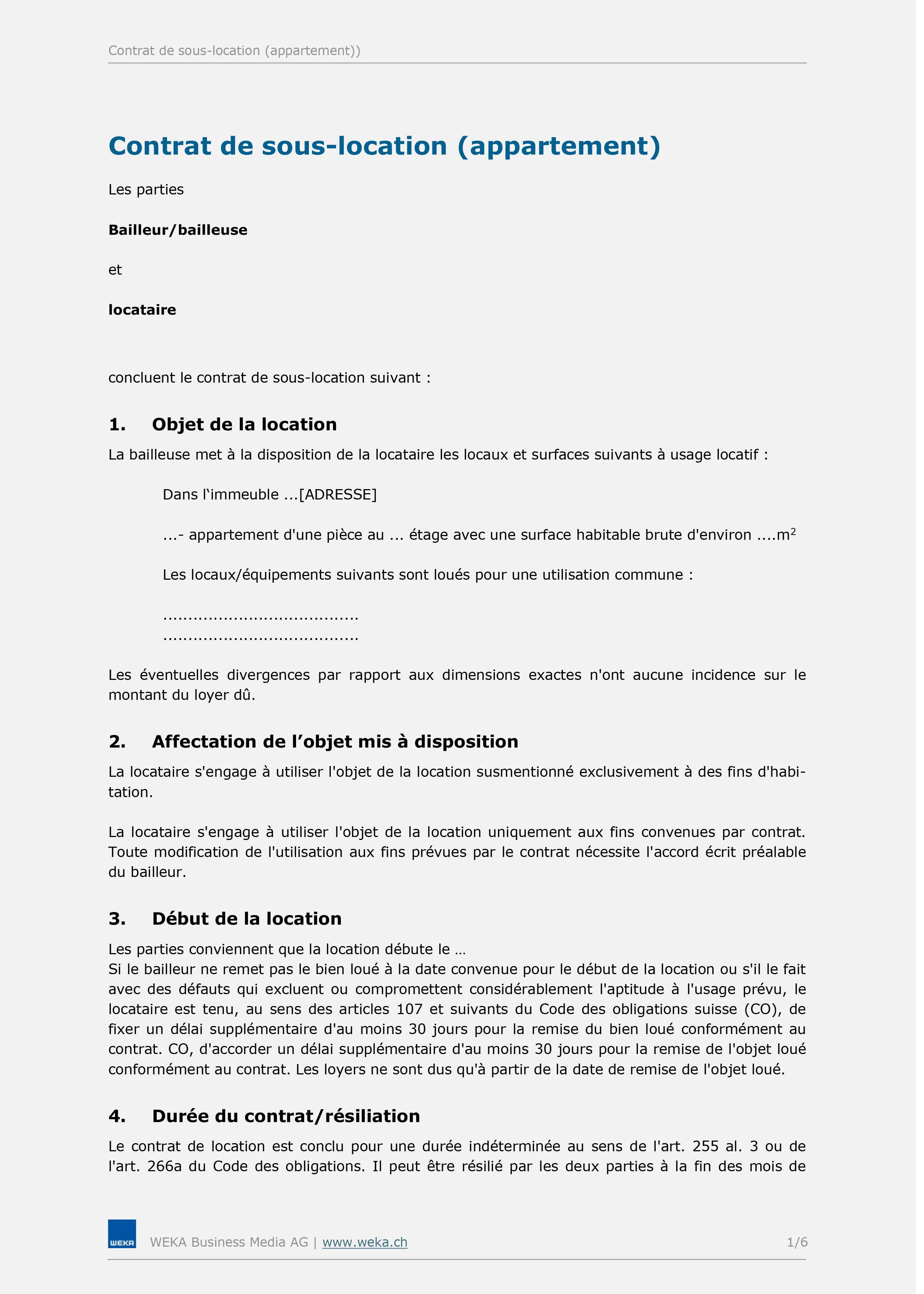 Contrat De Sous location D un Appartement Contrat De Sous location D un Appartement